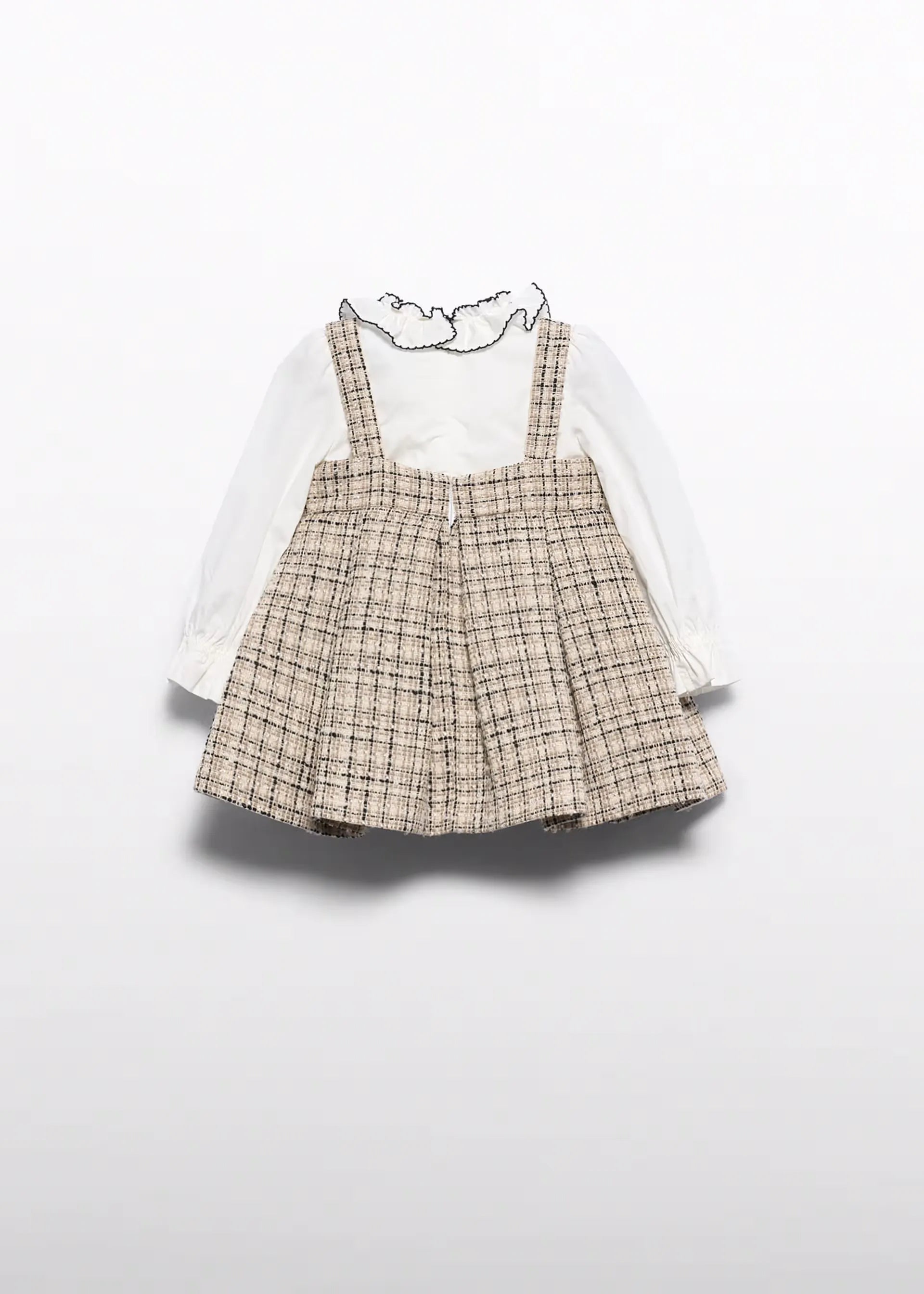 Vestido Detalle Cuello Moño Negro Beige Abel & Lula Moda