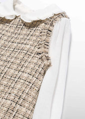 Vestido Tweed Velo Beige Abel & Lula Detalle