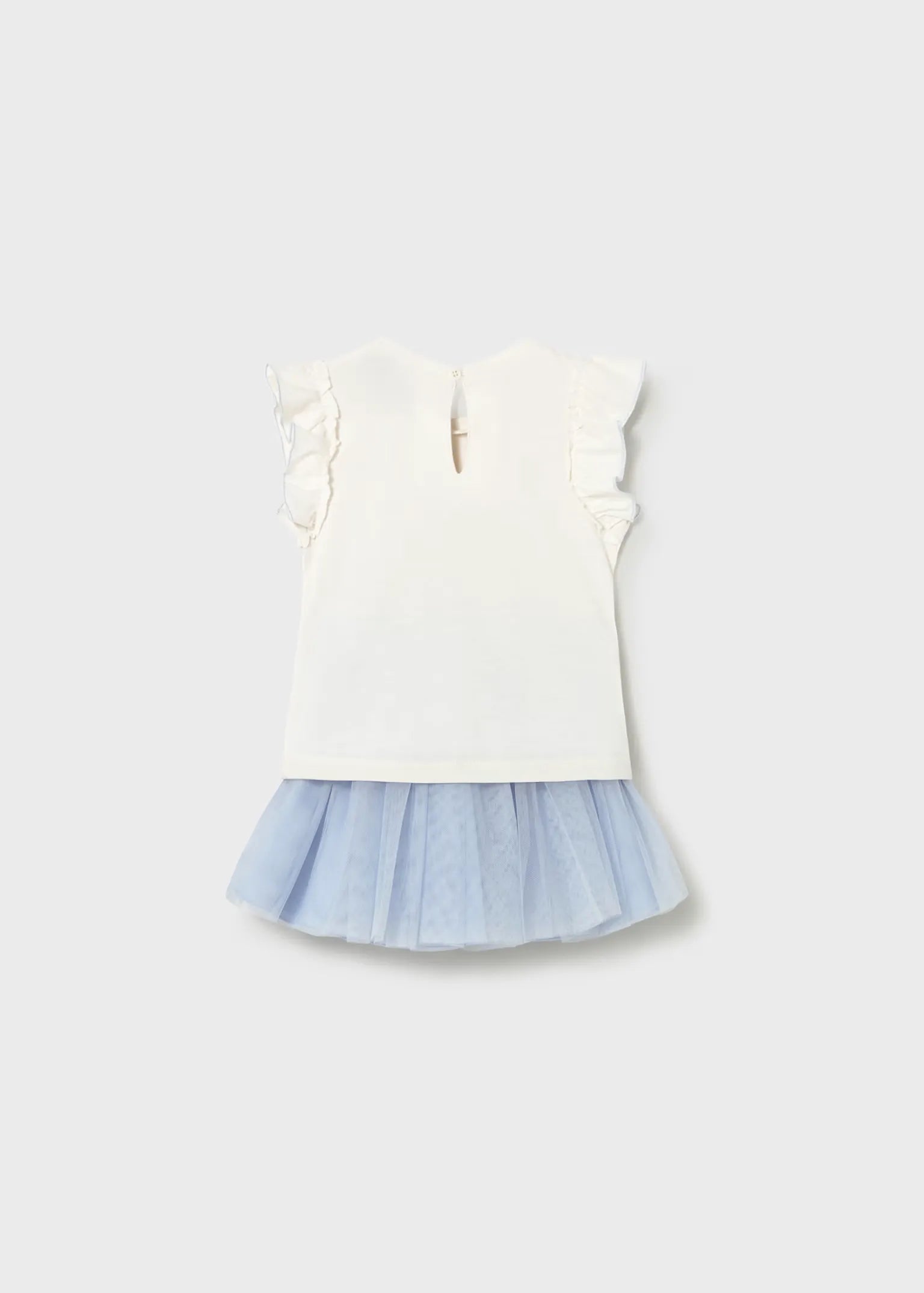 Conjunto Falda Tul Blusa Bordada Azul Mayoral estilo