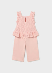 Conjunto Pantalón Blusa Crochet Rosa Mayoral estilo