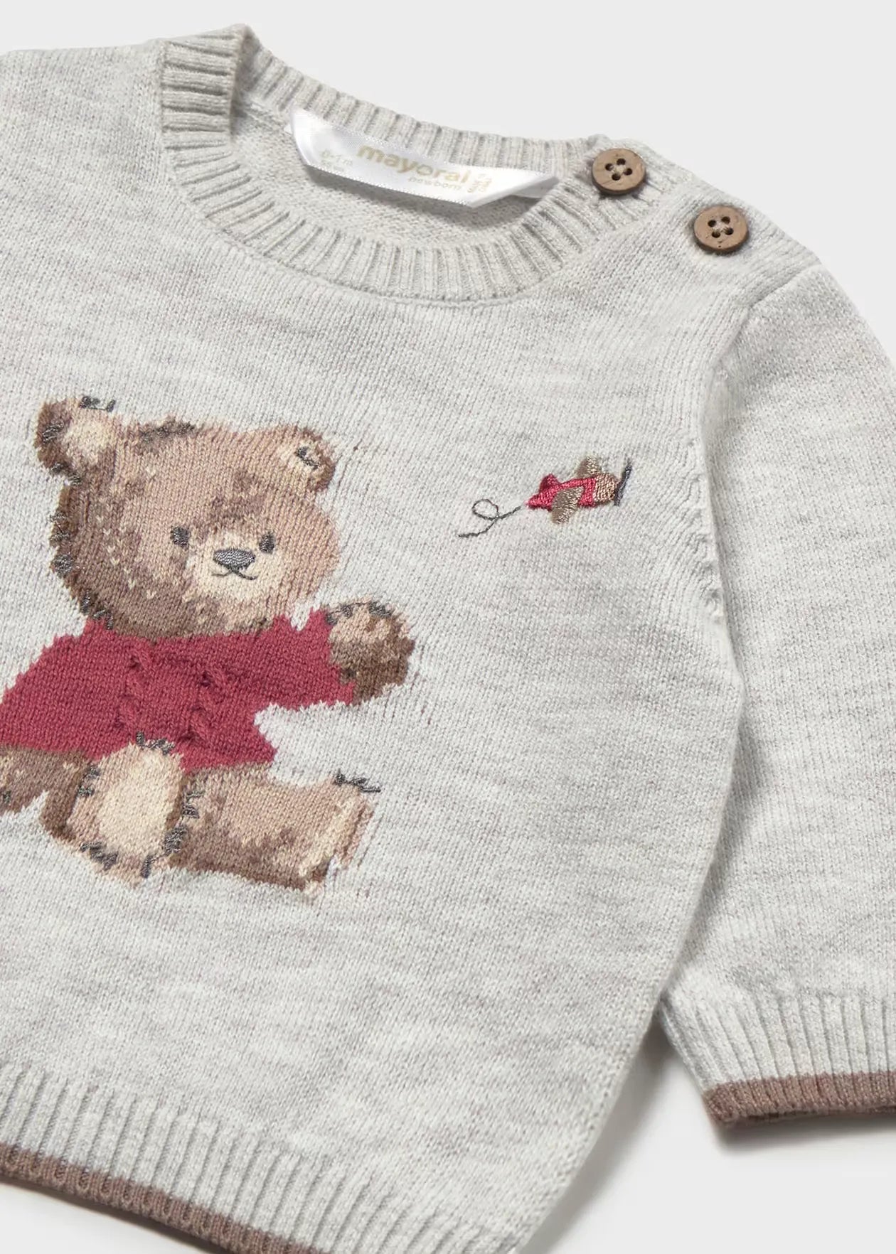 Saco Tricot Oso Gris Mayoral Detalle