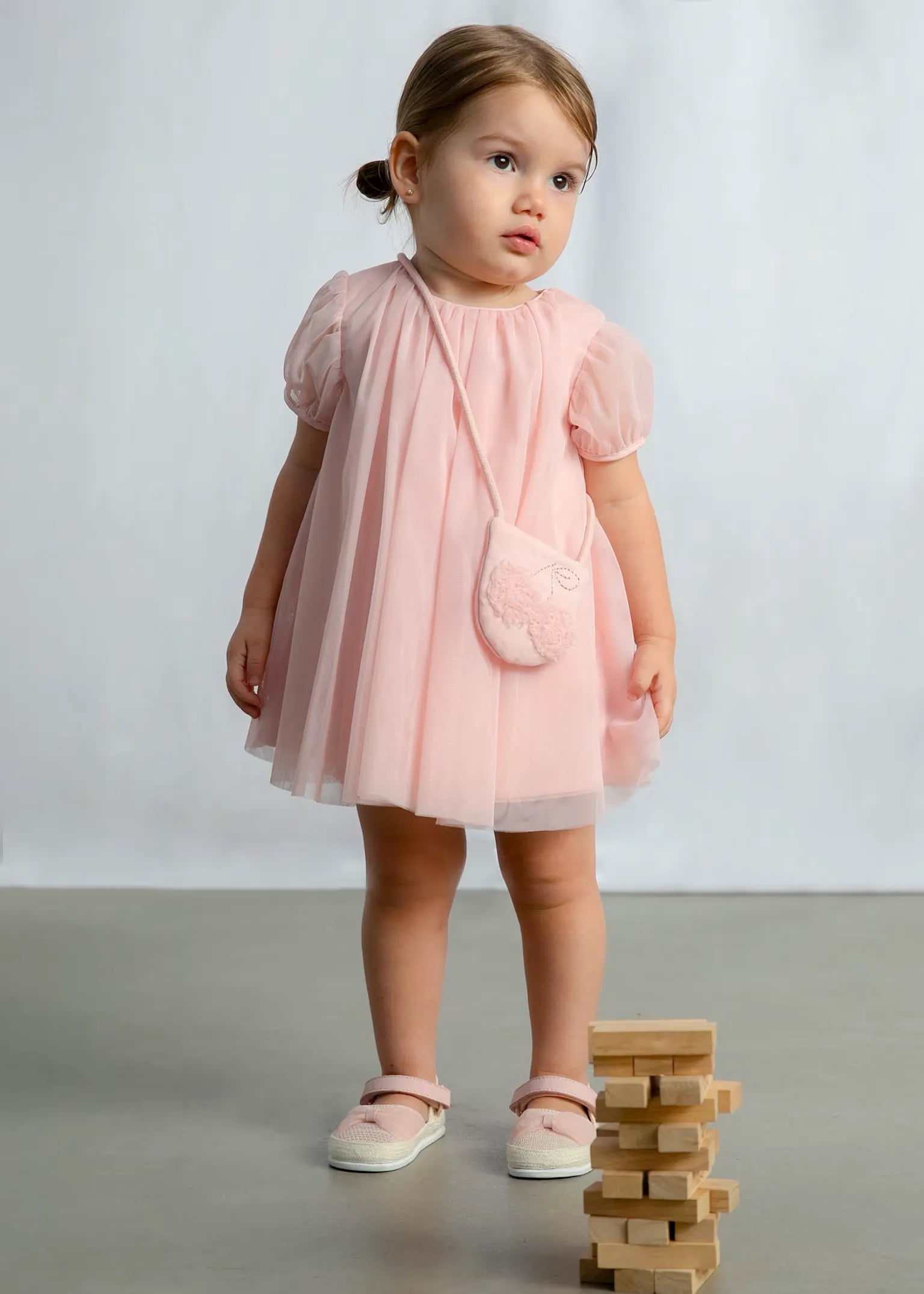 Vestido Tul con Bolso Rosa Mayoral modelo