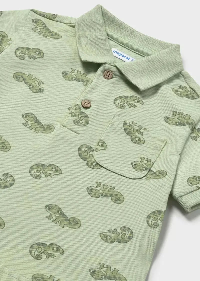 Polo Estampado Camaleón Verde Mayoral detalle