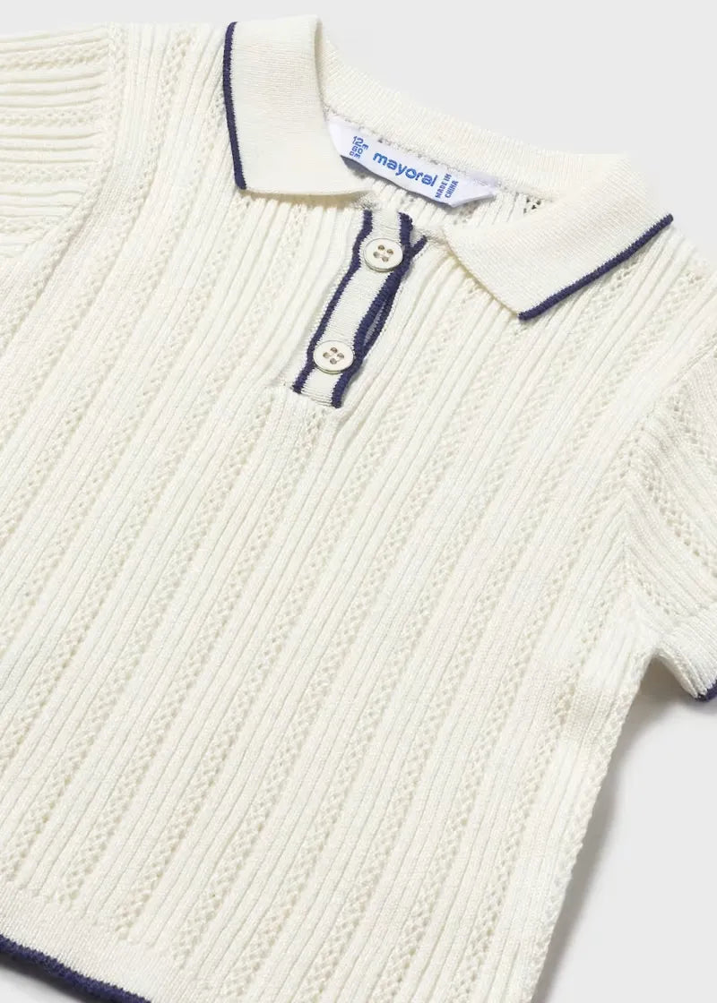 Blusa Polo Tricot Blanco Mayoral detalle
