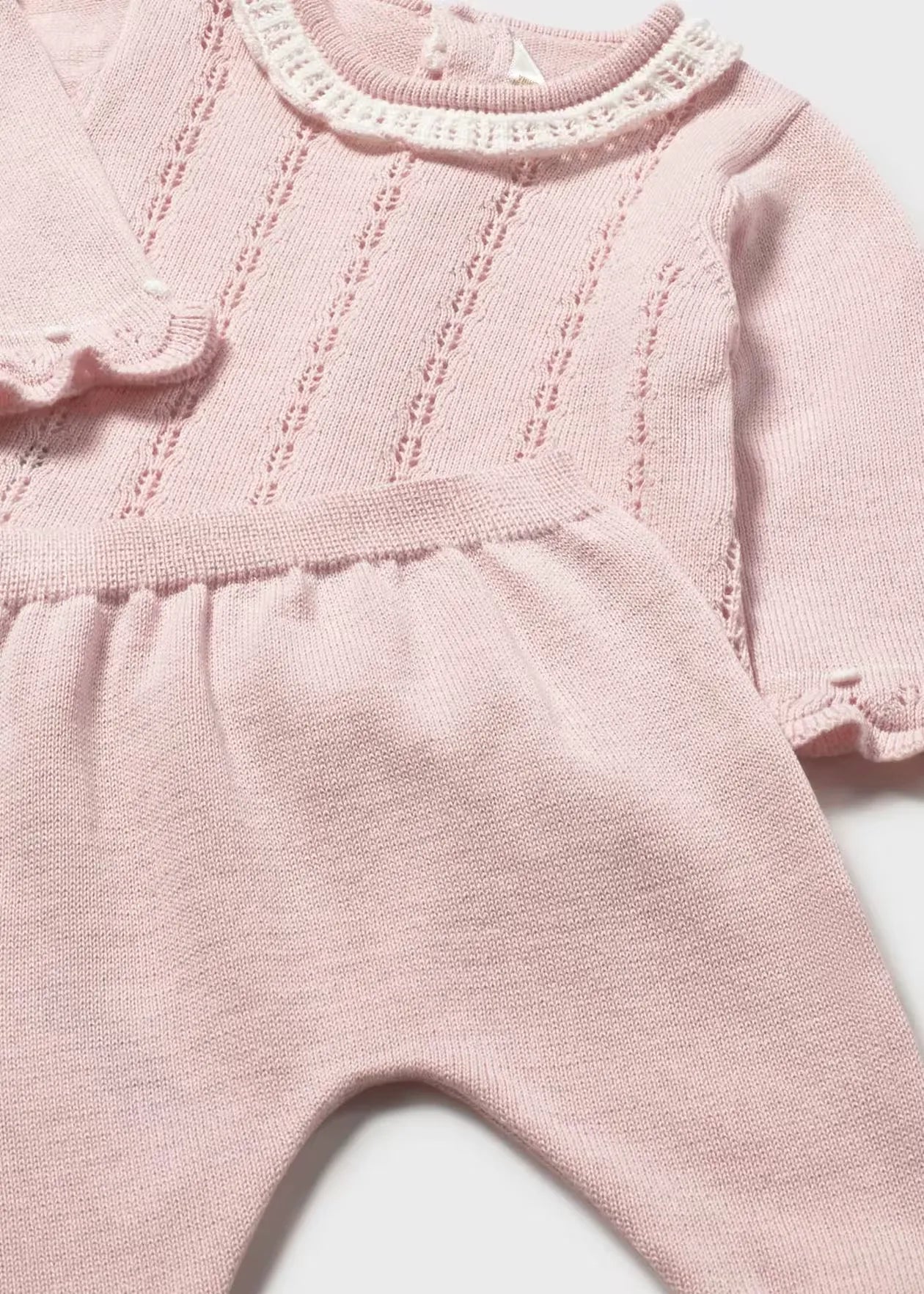 Primer Día Tricot Cuello Rosa Mayoral detalle