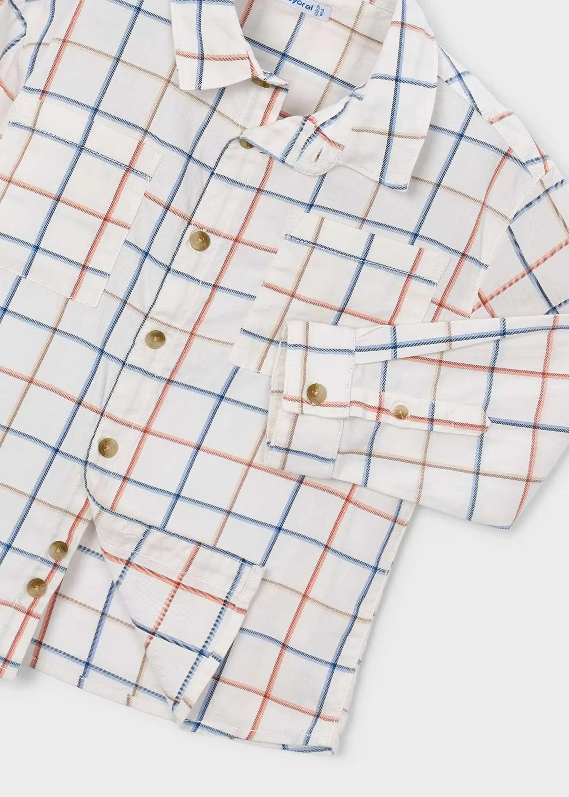 Camisa Manga Larga Cuadros Nectar Combinado Mayoral Detalle