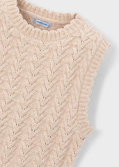 Blusa Estilo Chaleco Tejido Beige Mayoral Detalle