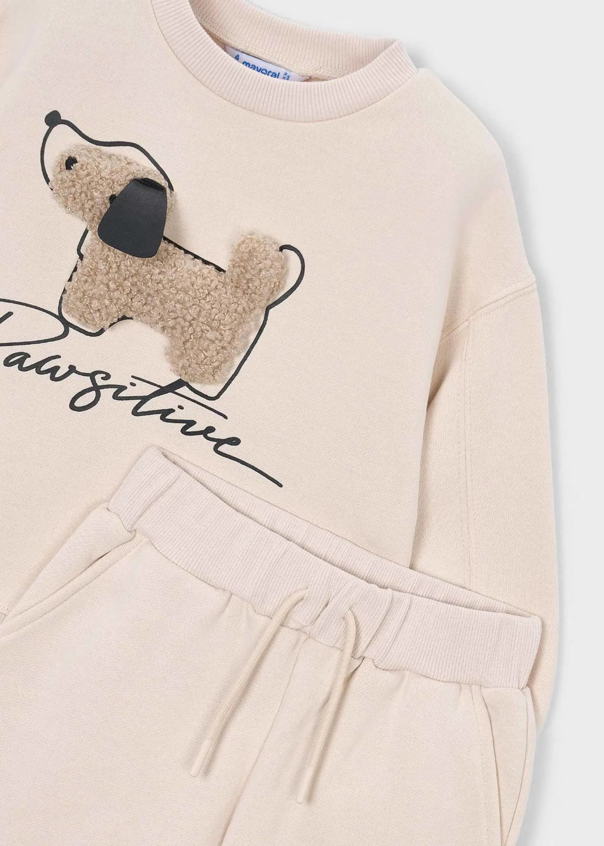 Conjunto Pantalon Bordado Dog Beige Mayoral Detalle