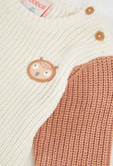 Saco Tejido Buho Combinado Café Boboli DETALLE