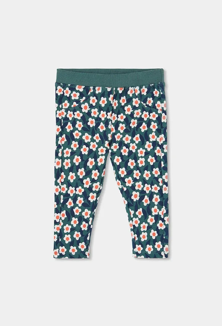Pantalon Felpa Estampado Flores Verde Boboli
