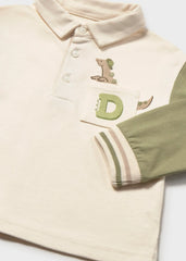 Polo Manga Larga Bolsillo Dino Combinado Verde Mayoral Detalle
