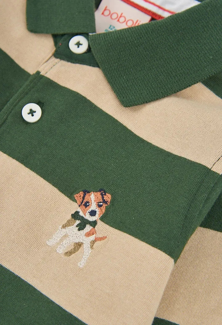 Polo Manga Larga Rayas Dog Verde Boboli detalle