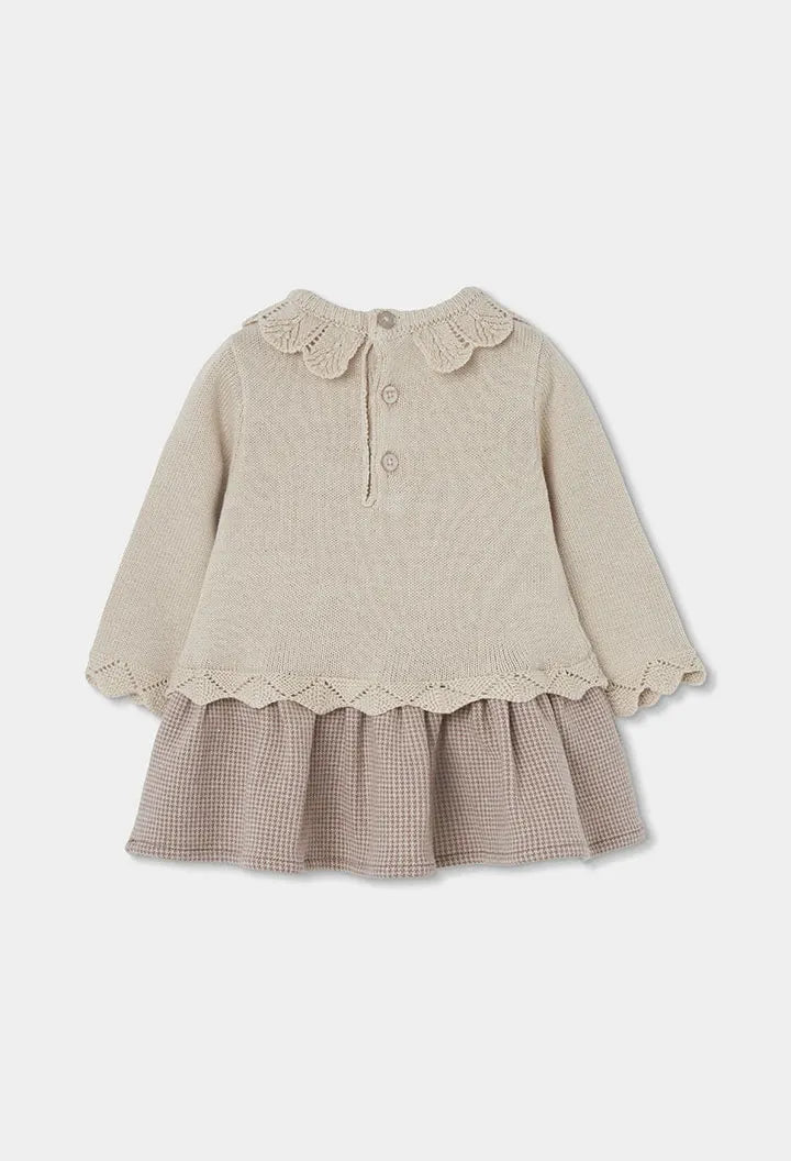 Vestido Combinado Tejido Dog Beige Boboli ESPALDA