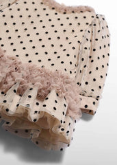 Vestido Tul Puntos Negro Camel Abel & Lula Detalle