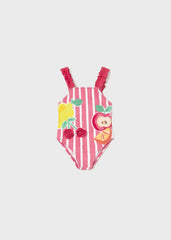 Vestido de Baño Enterizo Estampado Frutas Rosa Mayoral 
