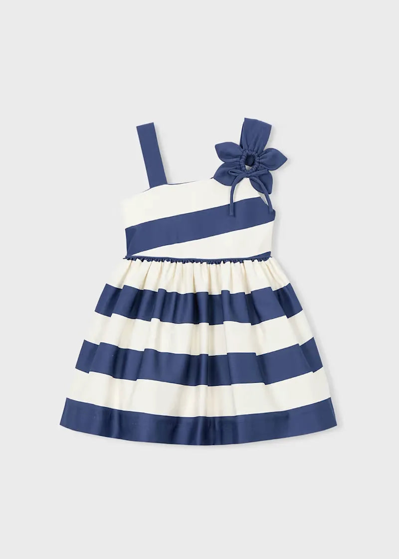 Vestido Rayas Detalle Flor Navy Mayoral