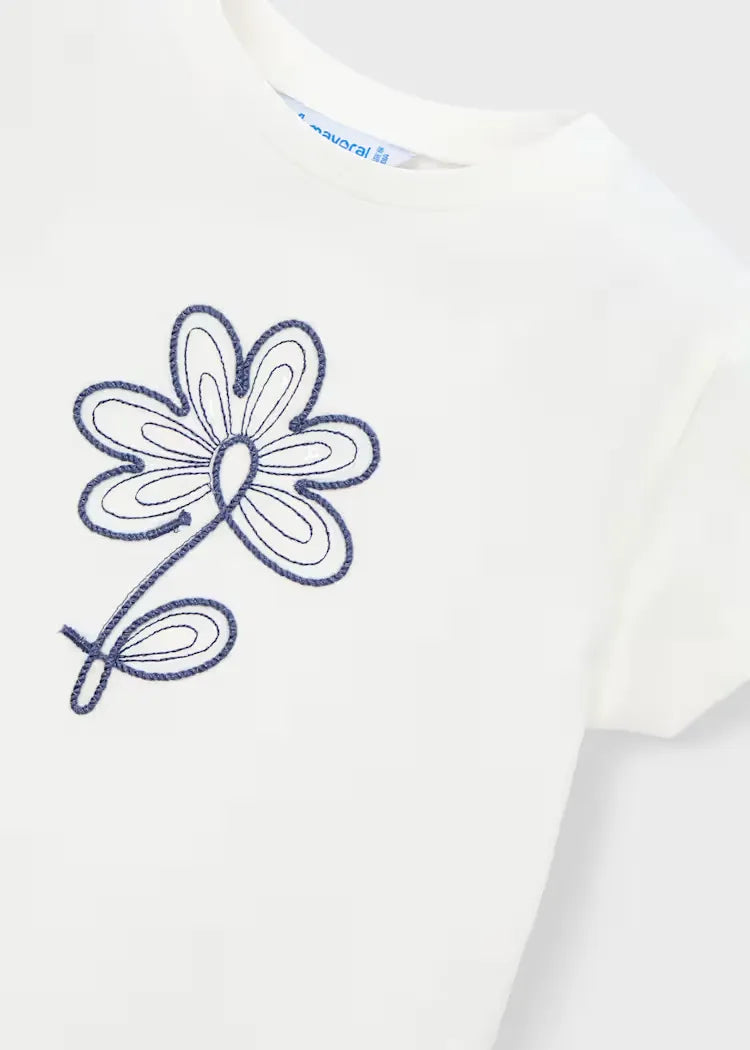 Blusa Bordado Flor Azul Mayoral detalle