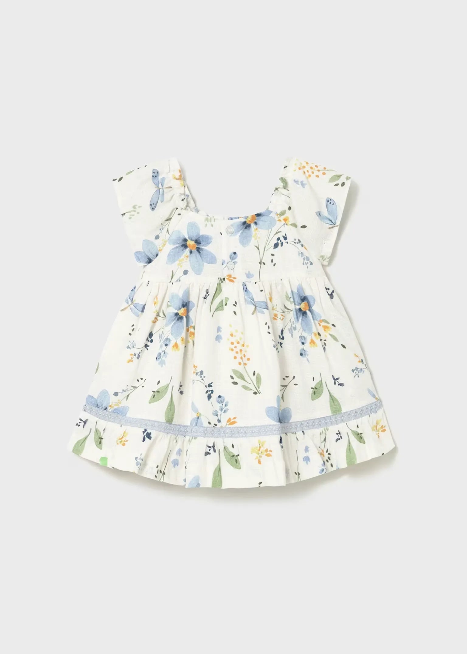 Vestido Pecho Resortado Florar Azul Mayoral niña