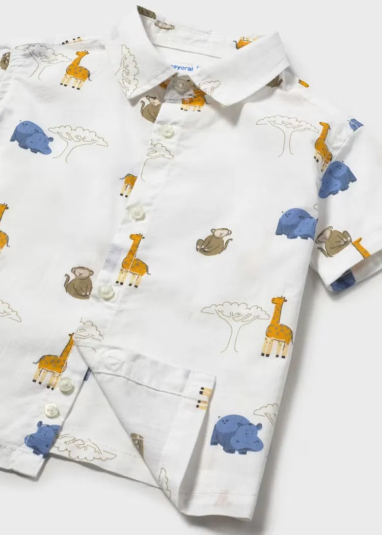 Camisa Estampado Animales Blanco Mayoral detalle