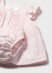 Vestido Resortado Estampado Rosa Mayoral detalle