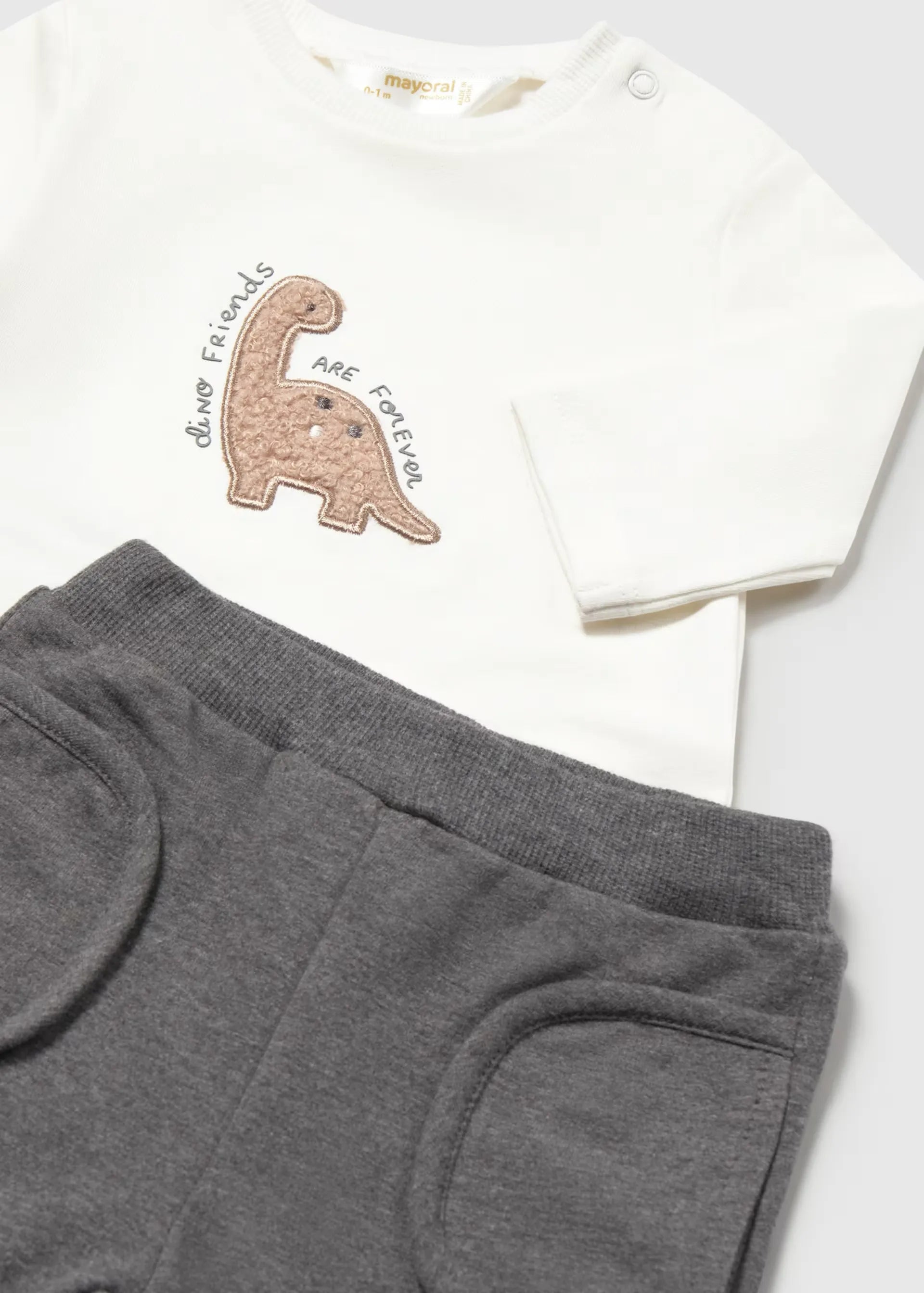 Conjunto 3 Piezas Dinosaurio Gris Mayoral Detalle