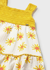 Vestido Combinado Margaritas Amarillo Mayoral detalle
