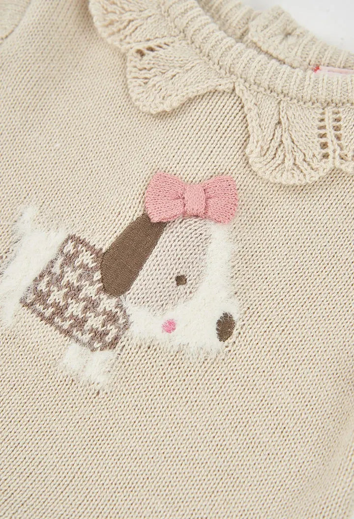 Vestido Combinado Tejido Dog Beige Boboli DETALLE
