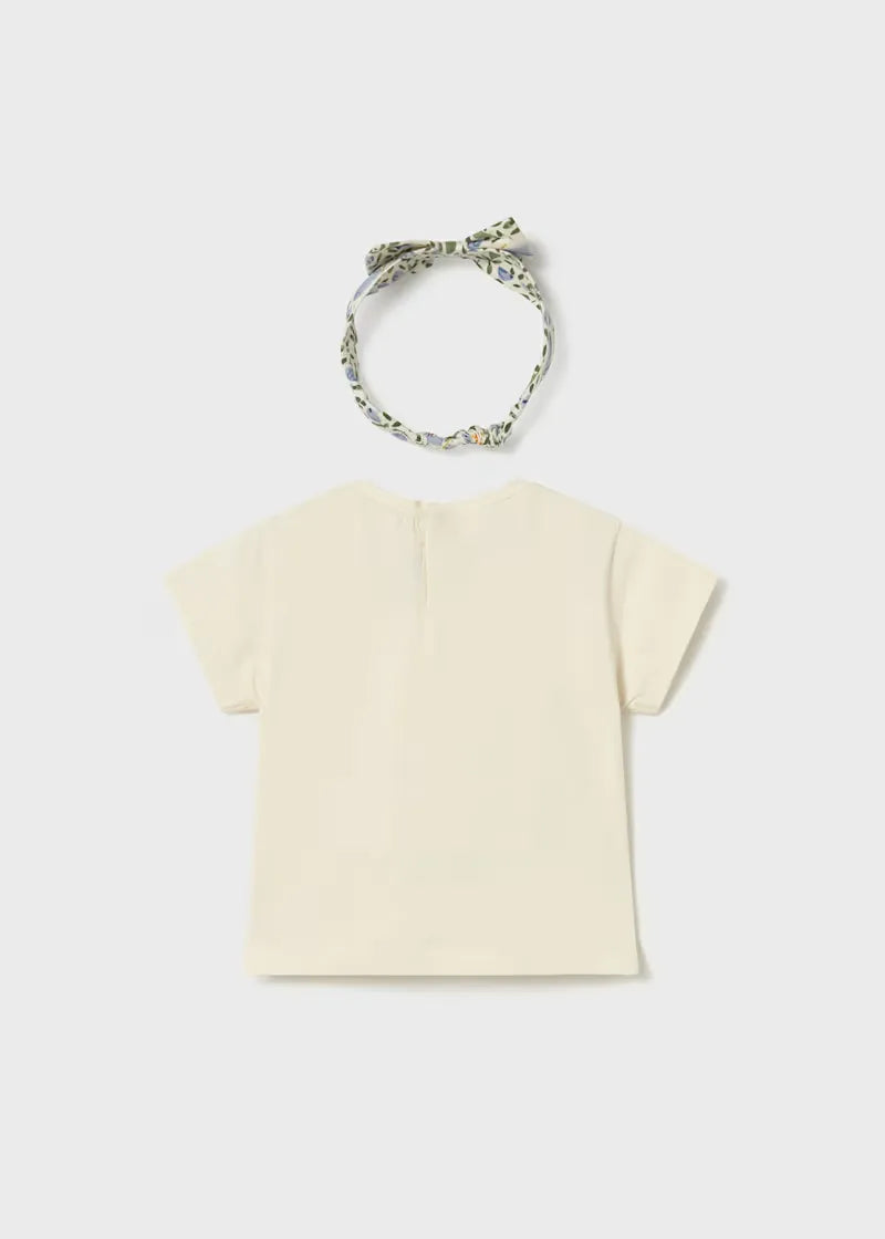 Blusa con Balaca Mariposa y Flores Beige Mayoral estilo