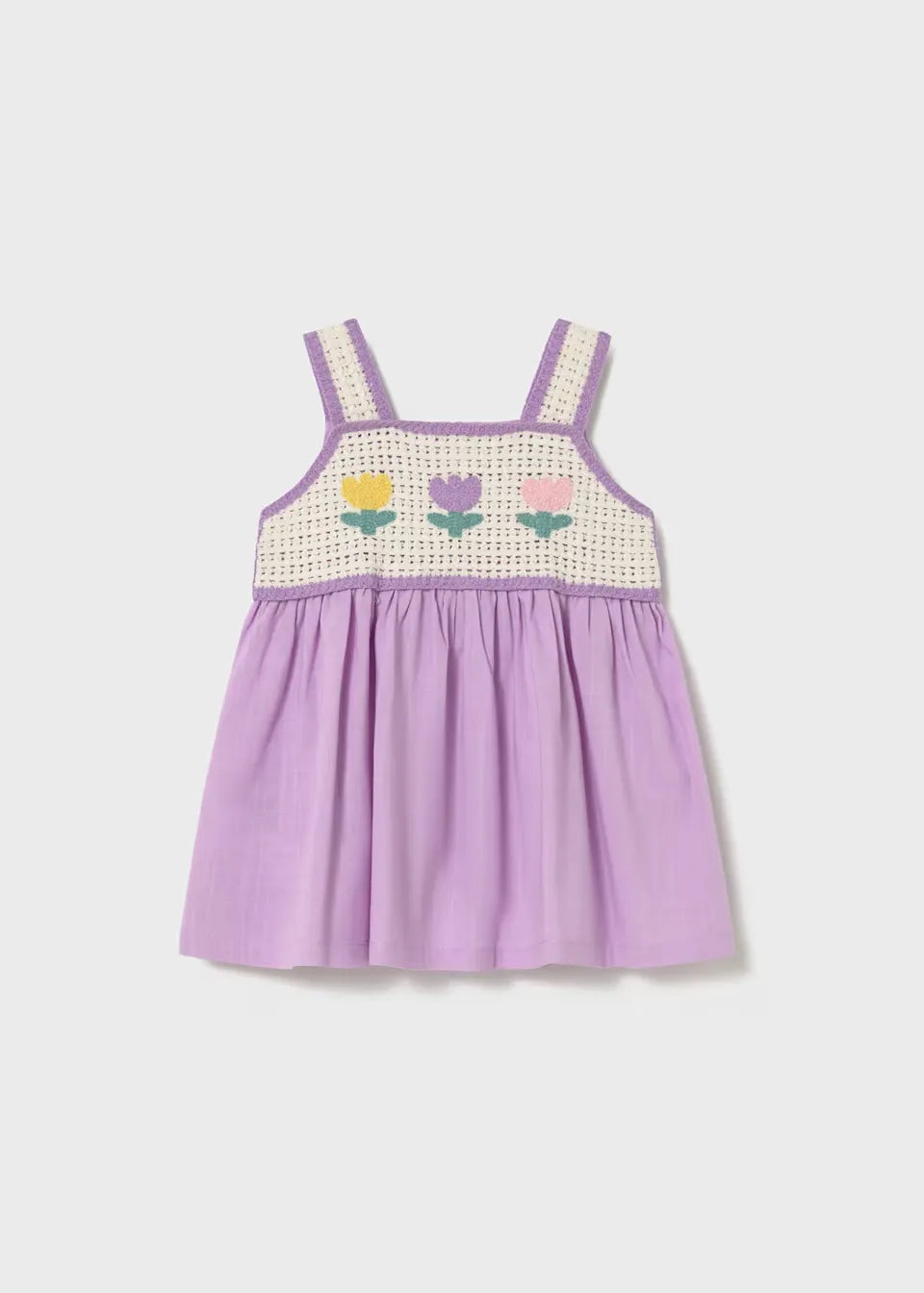 Vestido Combinado Tricot Flores Lila Mayoral 