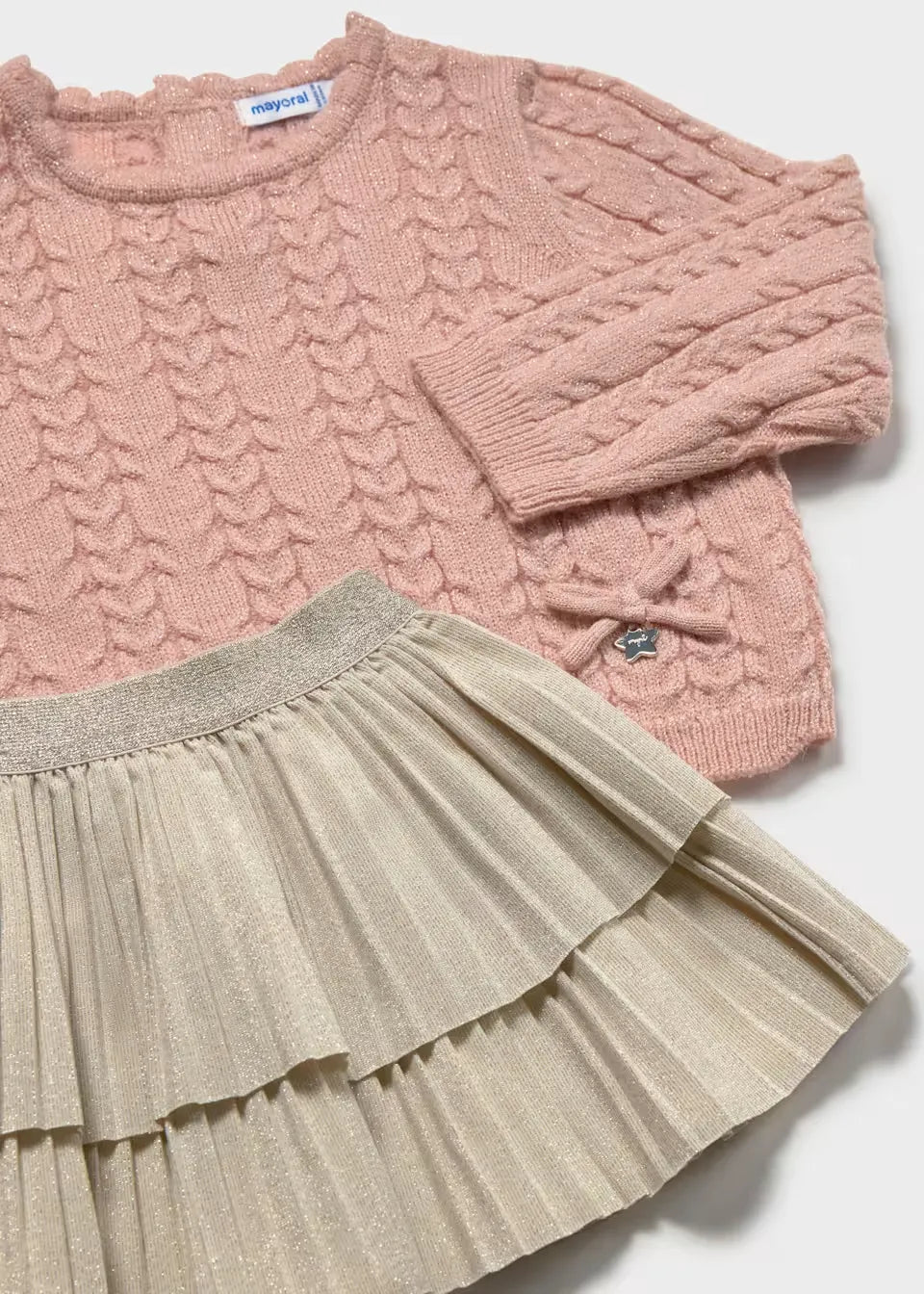 Conjunto Falda Volantes Brillo Rosa Mayoral detalle