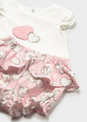 Conjunto Short Bordado Corazón Rosa Mayoral detalle