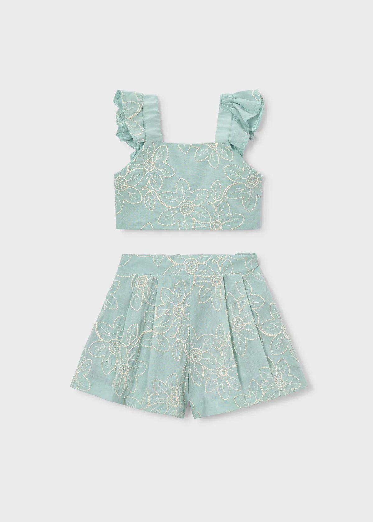 Conjunto Short Blusa Bordado Verde Menta Mayoral