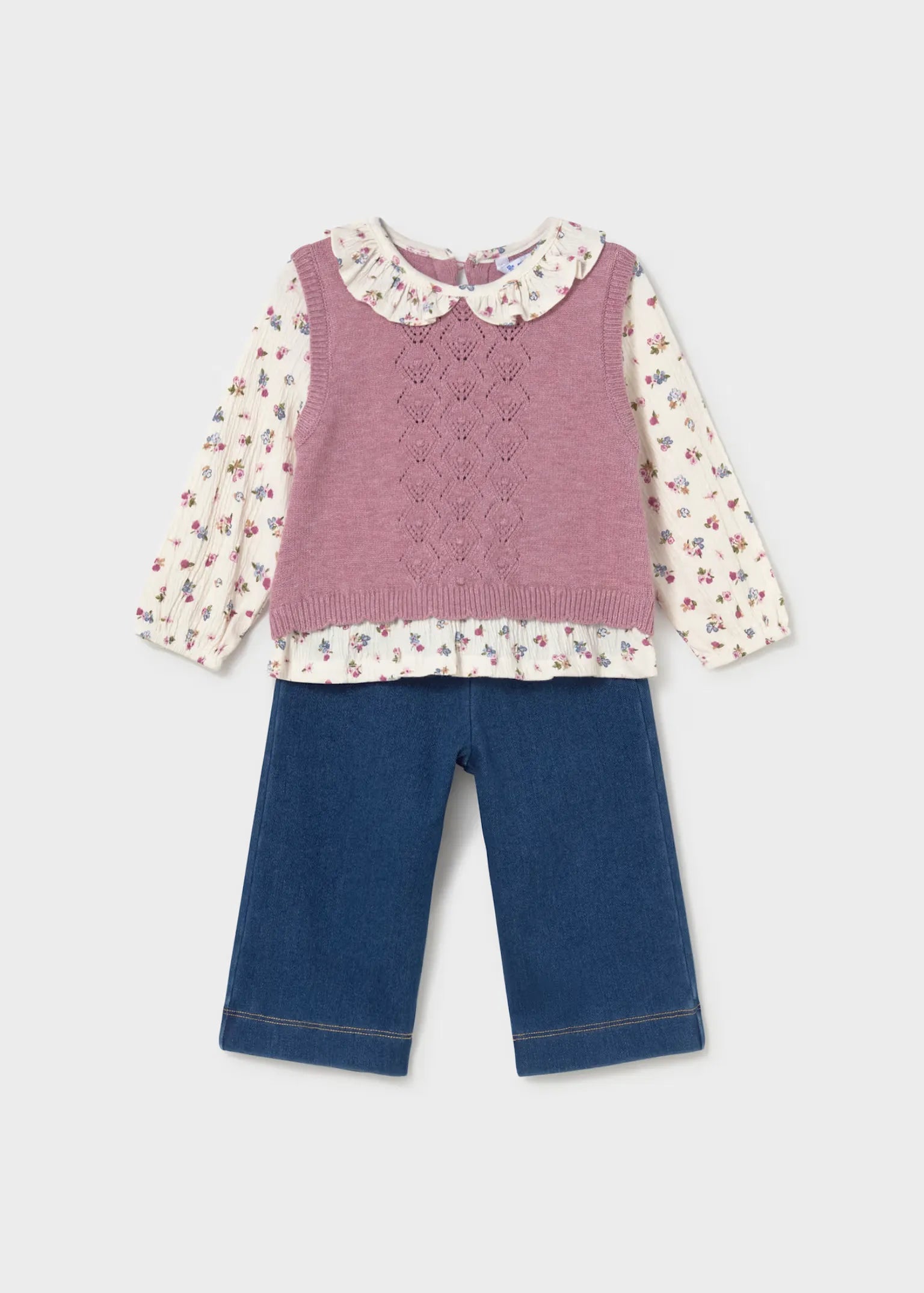 Conjunto Manga Larga Estilo Chaleco Flores Mayoral 