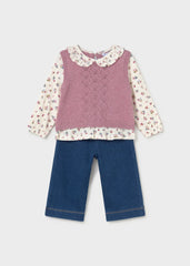 Conjunto Manga Larga Estilo Chaleco Flores Mayoral 