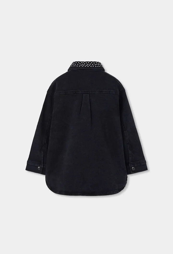 Vestido Denim Cuello Brillos Negro Boboli Detalle