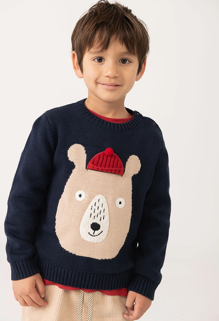 Saco Tricot Oso Navy Boboli