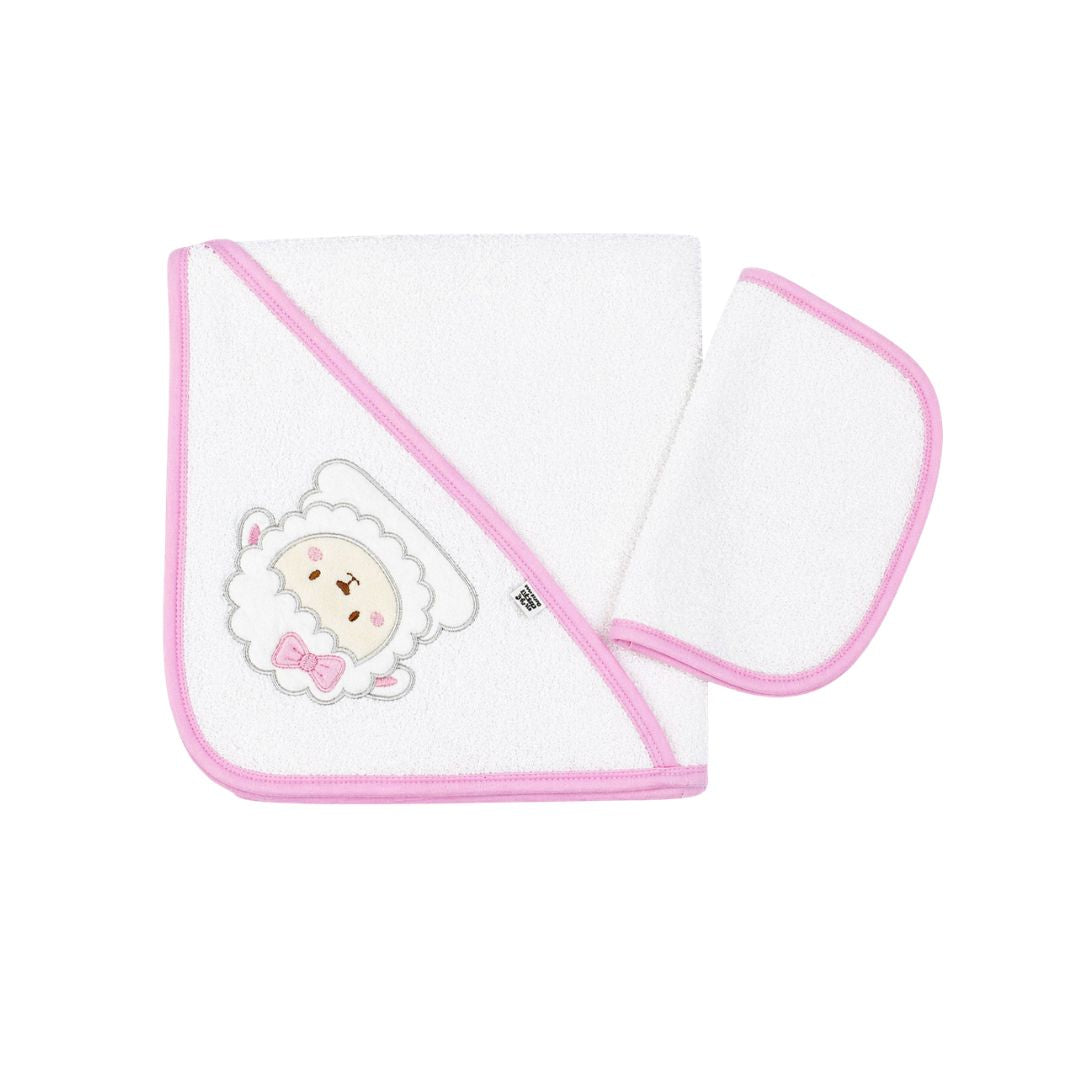 Toalla con Capota Bordado Oveja Beige 
