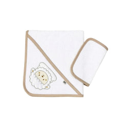 Toalla con Capota Bordado Oveja Beige