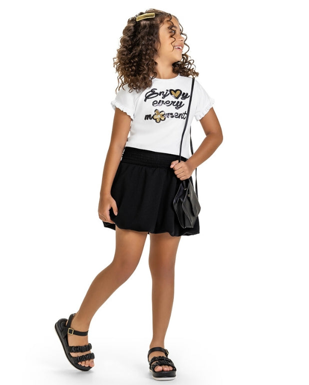 Conjunto Detalle Lentejuela Blanco Negro Kyly Modelo