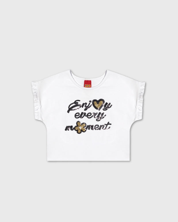 Conjunto Detalle Lentejuela Blanco Negro Kyly Blusa 