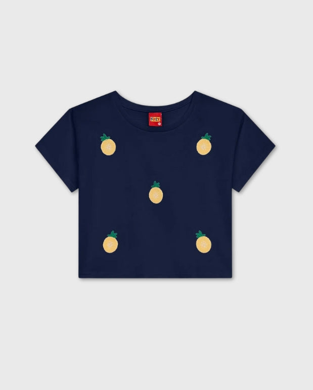 Blusa Detalle Piña Bordado Kyly azul