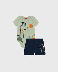 Conjunto Body y Bermuda Jirafa Verde Kyly