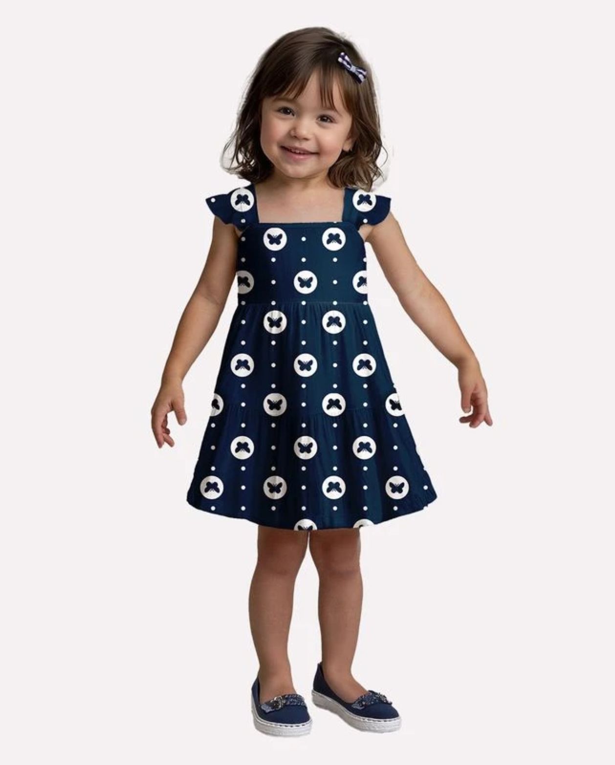 Vestido Estampado Mariposas Navy Kyly modelo