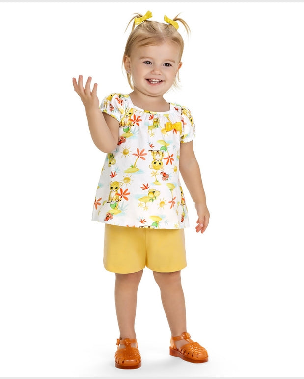 Conjunto Short Leopardo Amarillo Kyly Modelo