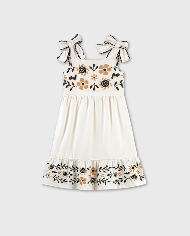 Vestido Detalle Lazo  Blanco Nanai
