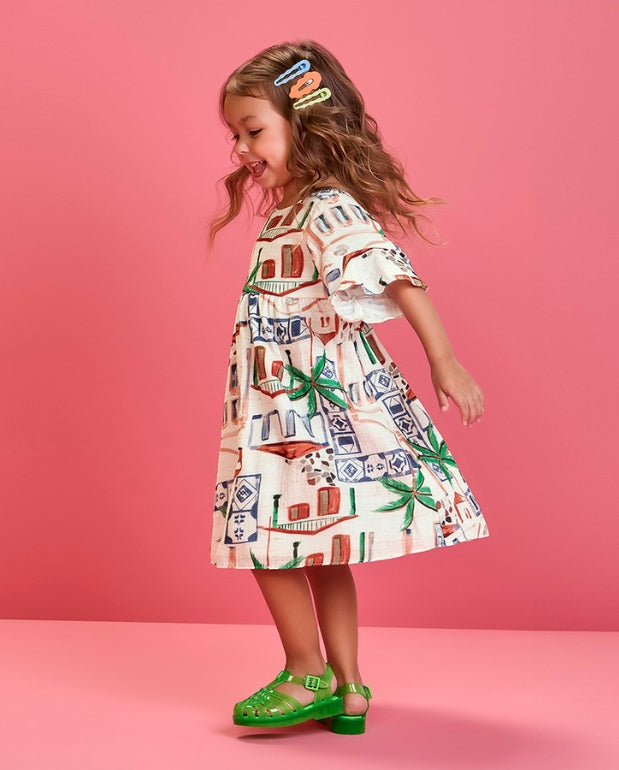 Vestido Gasa Casa Beige Nanai Modelo