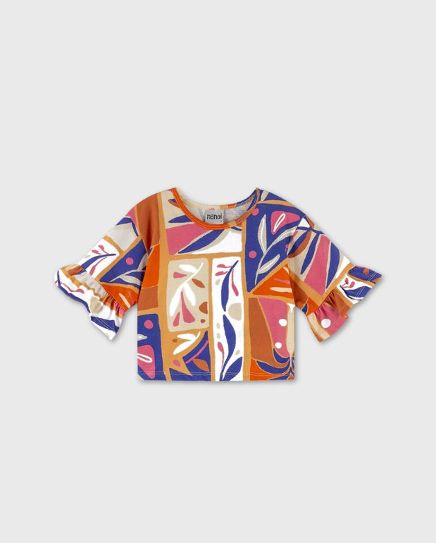 Conjunto Estampado Plantas Naranja Nanai Blusa