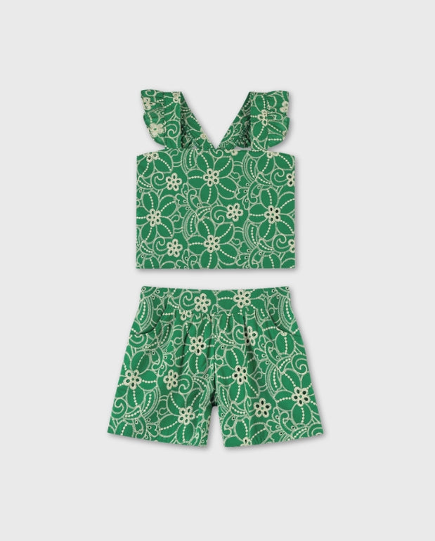 Conjunto Ojalillo Flores Verde Nanai