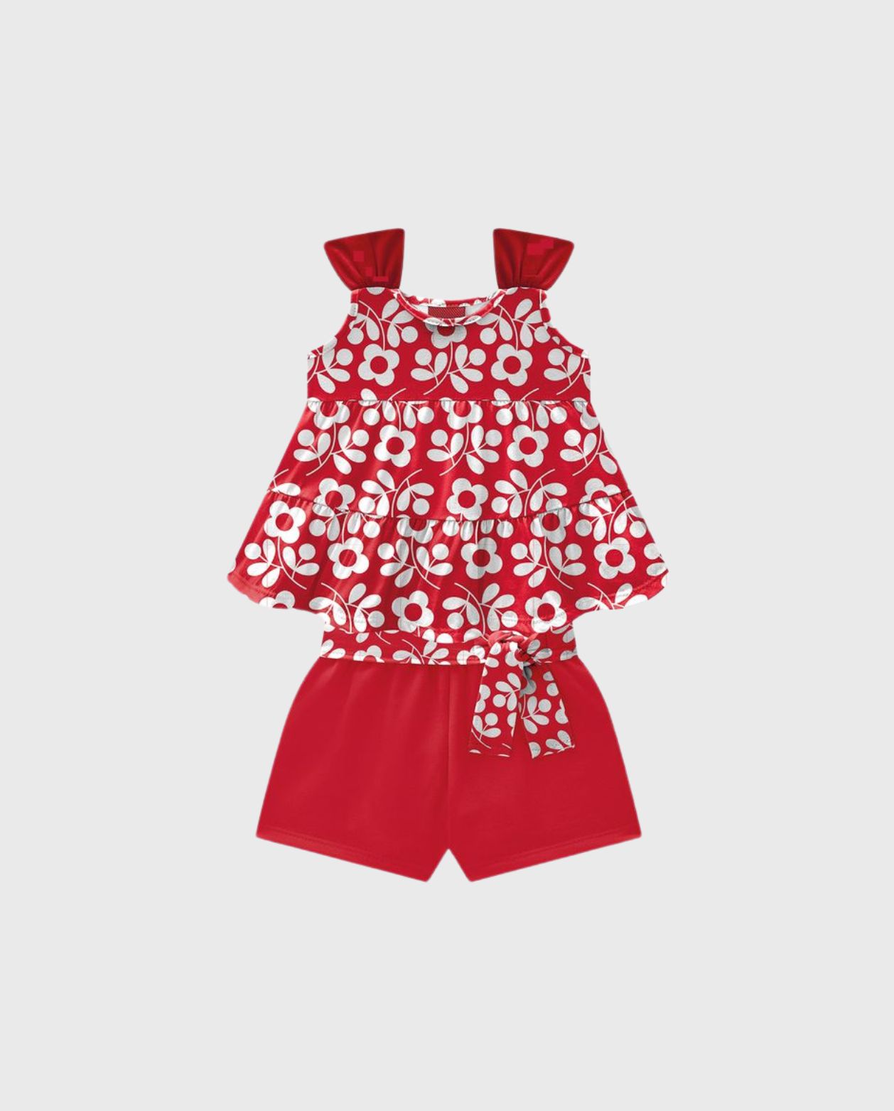 Conjunto Short Blusa Flores Rojo Kyly