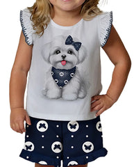 Conjunto Short Blusa Estampado Dog Mariposas Navy Kyly detalle